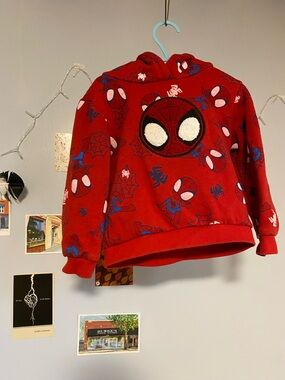 Joe Fresh Red Kids Hoodie with Spider Mask Patch